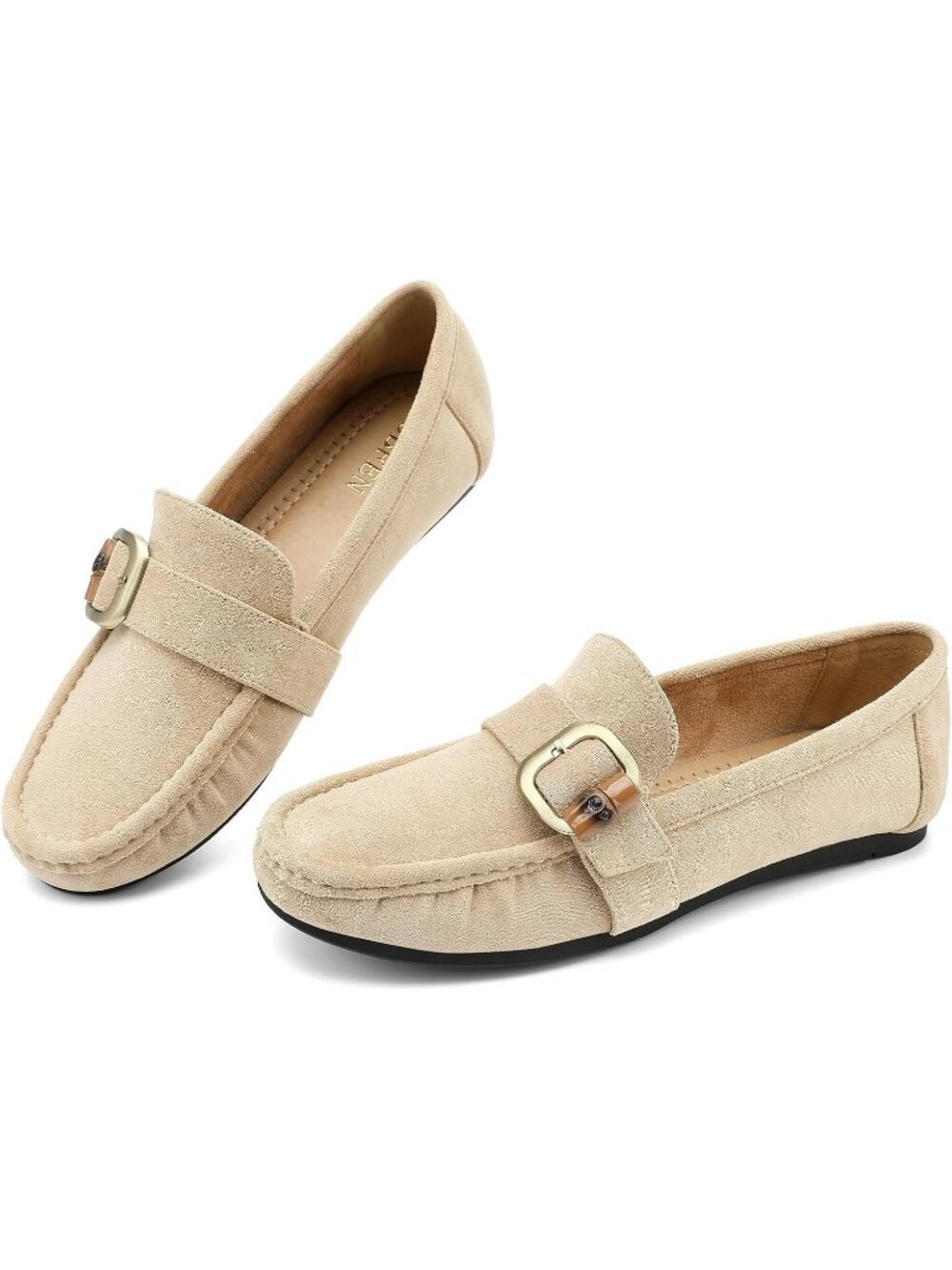 🆕Women's Cream Faux Suede Comfortable Loafers Classic Business Casual